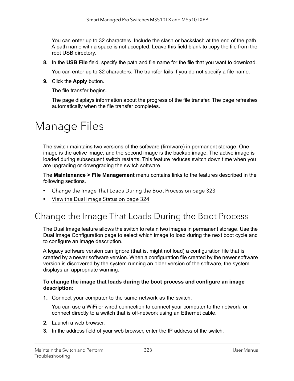 Manage files | NETGEAR MS510TXPP 8 Port Gigabit PoE Managed Switch User Manual | Page 323 / 355