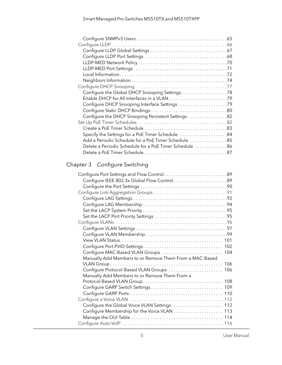 NETGEAR MS510TXPP 8 Port Gigabit PoE Managed Switch User Manual | Page 5 / 355