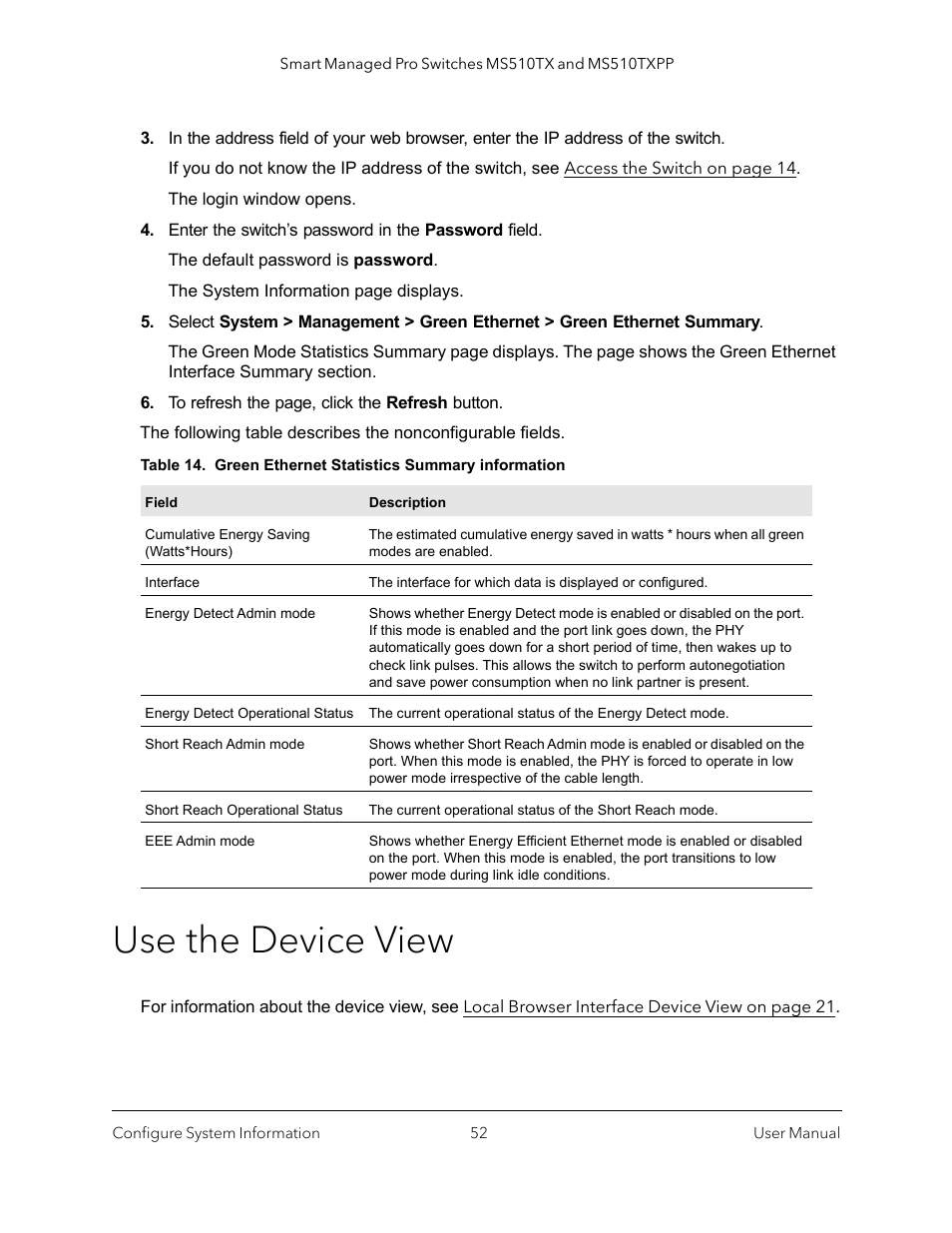 Use the device view | NETGEAR MS510TXPP 8 Port Gigabit PoE Managed Switch User Manual | Page 52 / 355