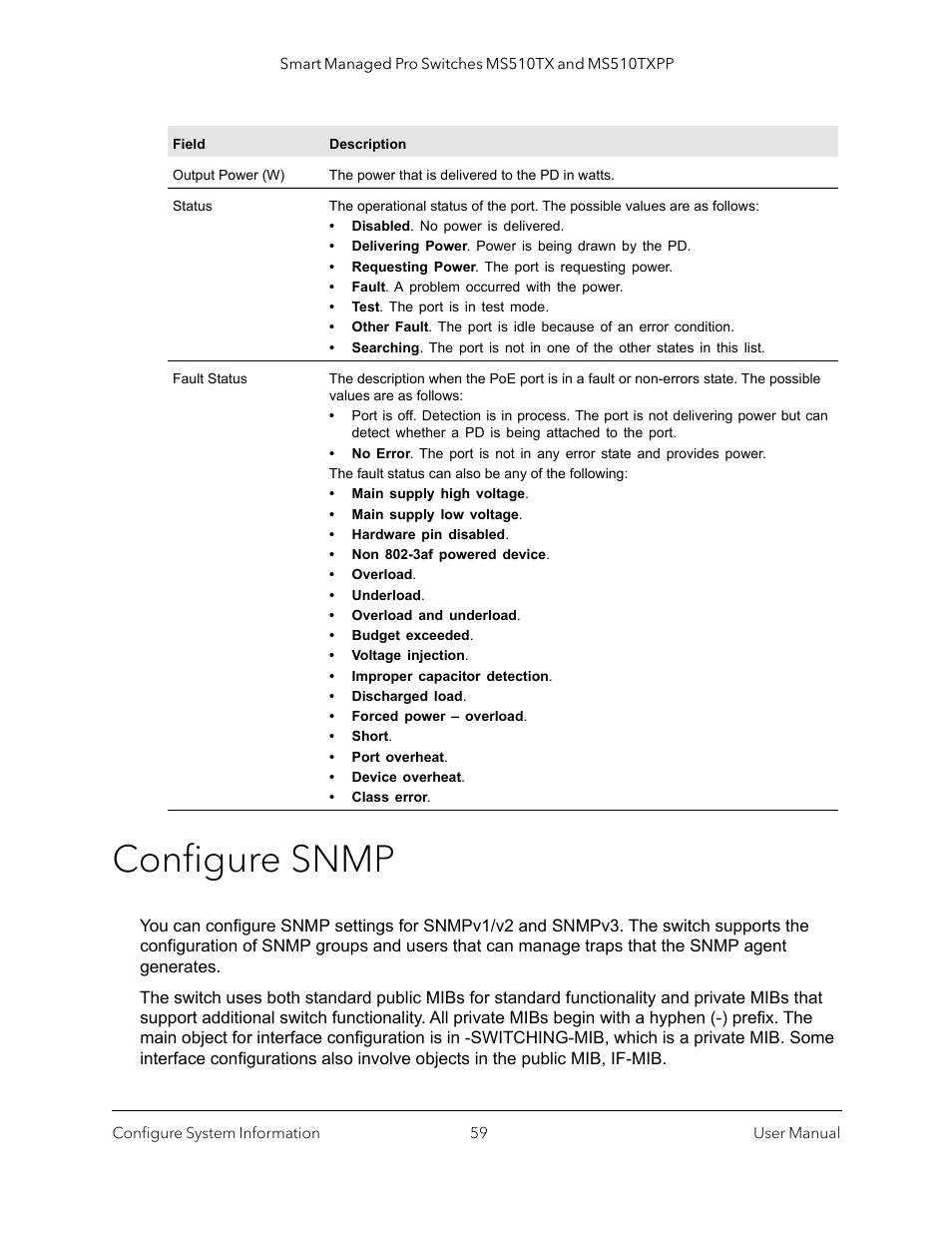 Configure snmp, For more information, see | NETGEAR MS510TXPP 8 Port Gigabit PoE Managed Switch User Manual | Page 59 / 355