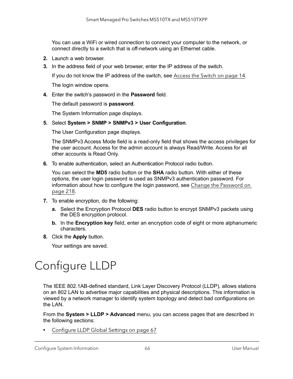 Configure lldp | NETGEAR MS510TXPP 8 Port Gigabit PoE Managed Switch User Manual | Page 66 / 355