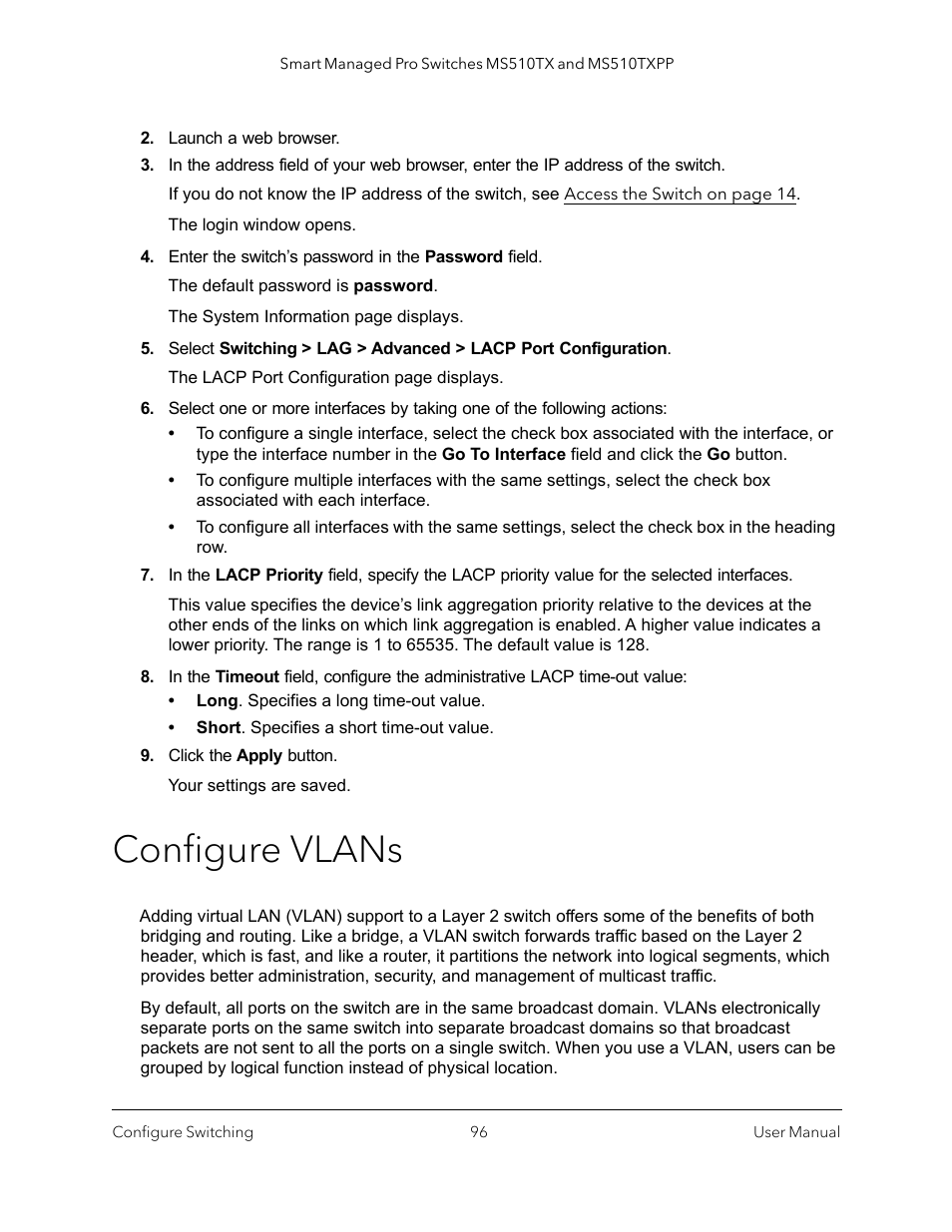 Configure vlans, Configure vlans on | NETGEAR MS510TXPP 8 Port Gigabit PoE Managed Switch User Manual | Page 96 / 355