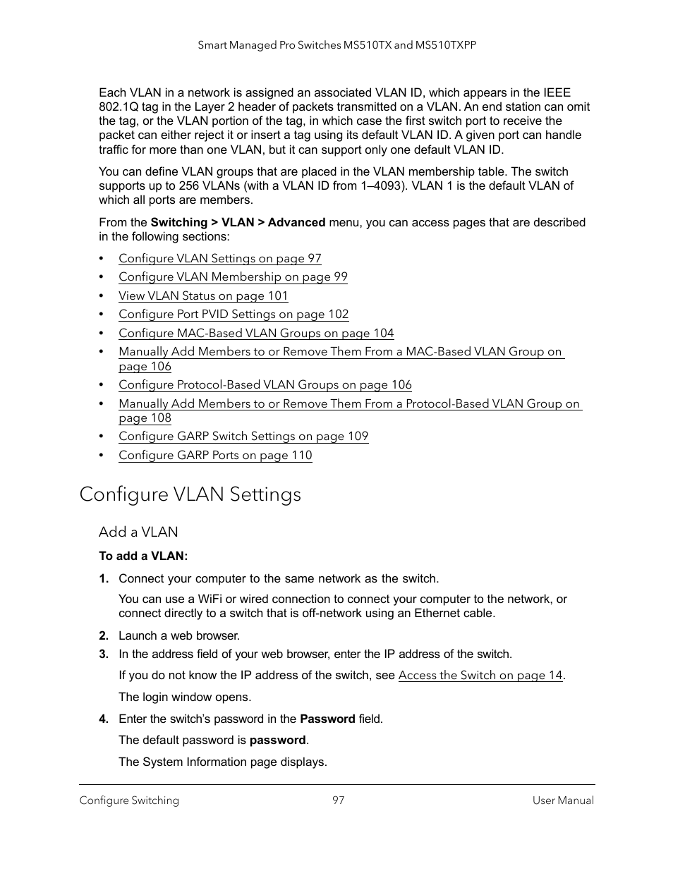 Configure vlan settings | NETGEAR MS510TXPP 8 Port Gigabit PoE Managed Switch User Manual | Page 97 / 355