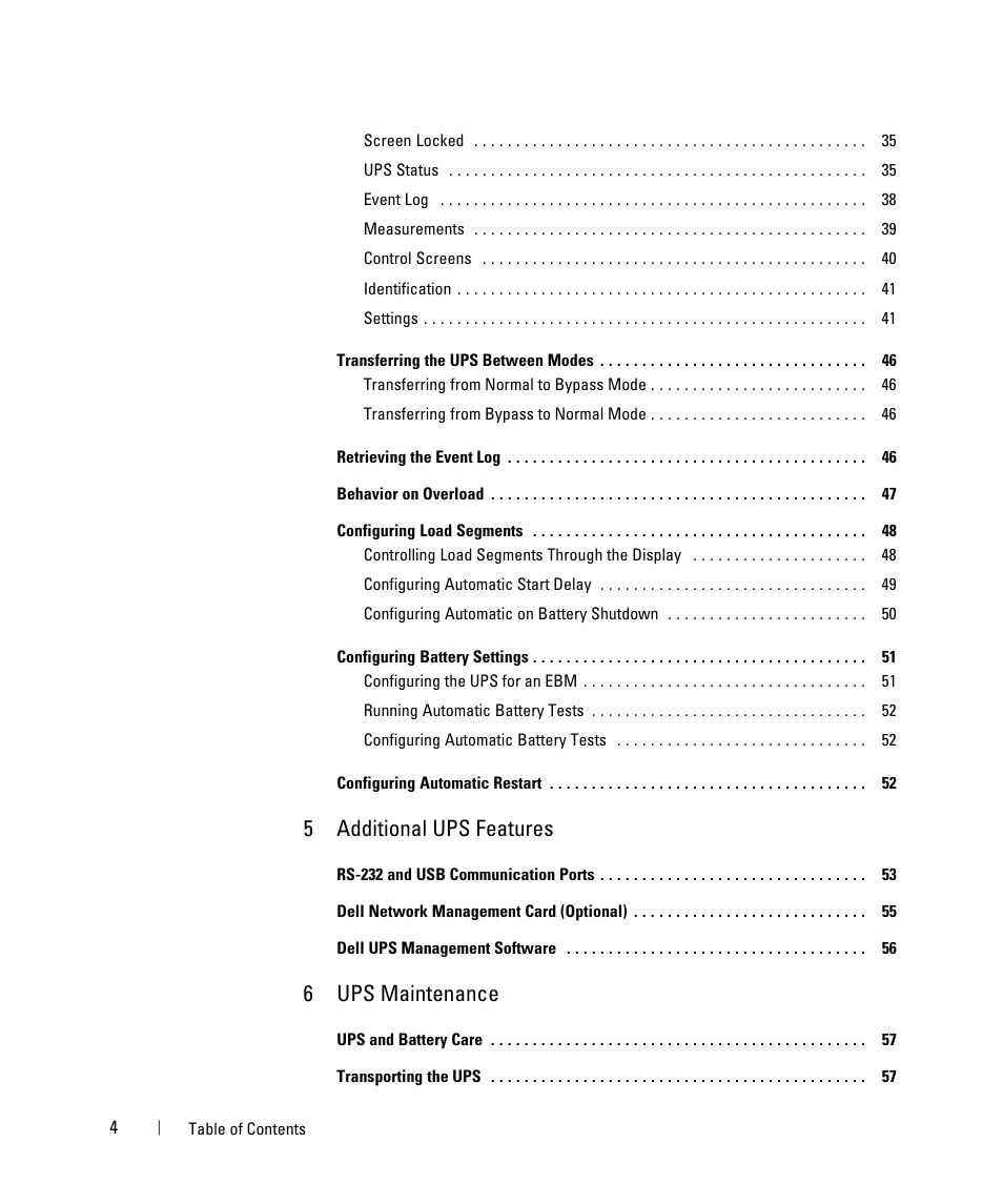 5additional ups features, 6ups maintenance | Dell 5600R OL HV-US User Manual | Page 4 / 72