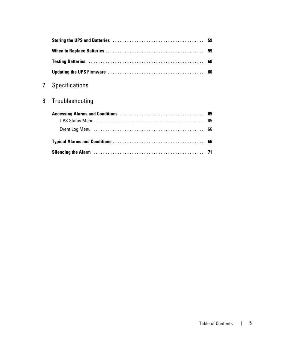 7specifications 8 troubleshooting | Dell 5600R OL HV-US User Manual | Page 5 / 72