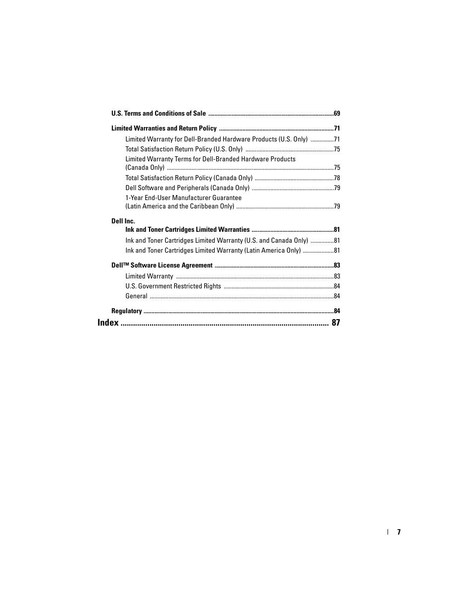 Index | Dell 3100cn User Manual | Page 7 / 90