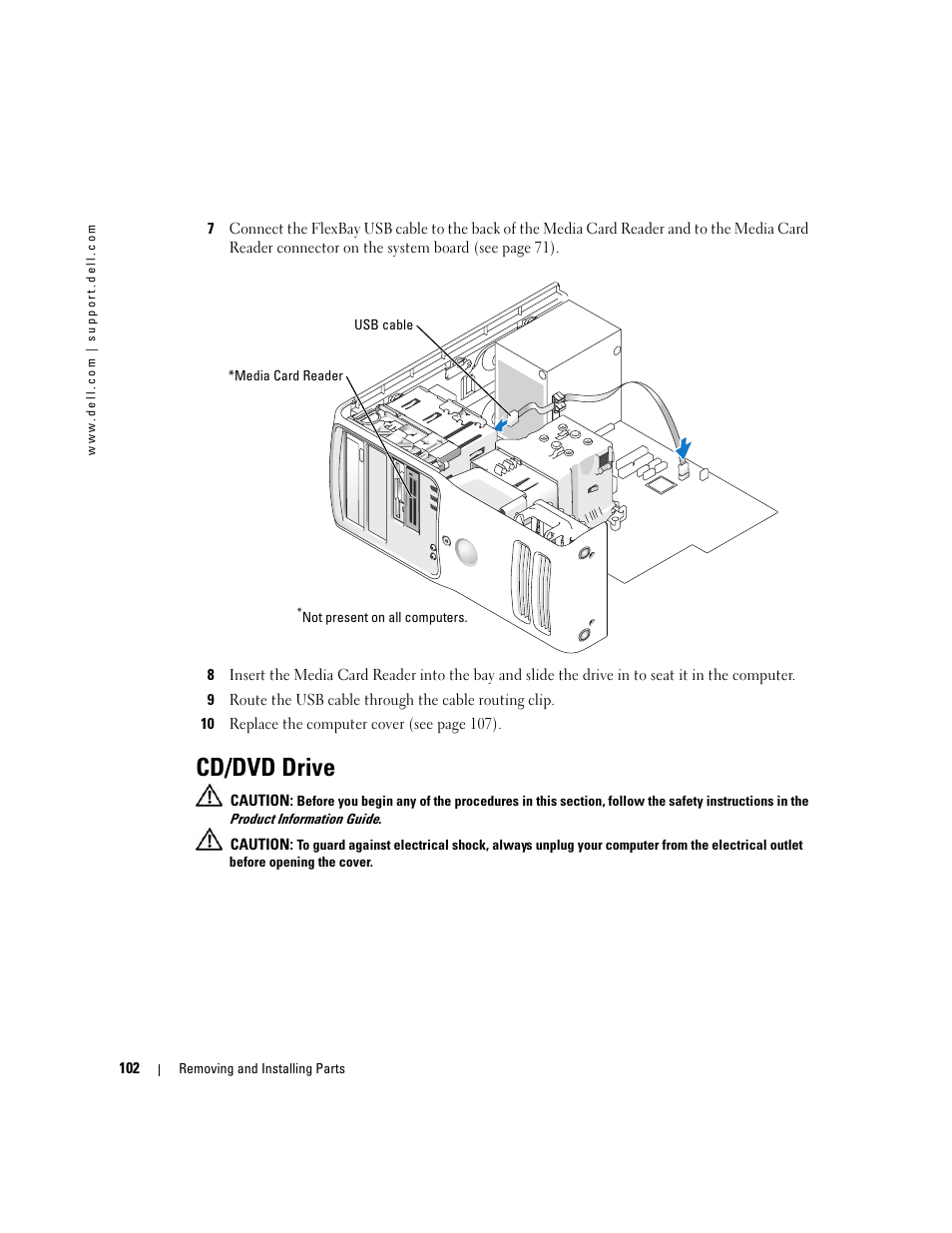 Cd/dvd drive | Dell Dimension 9150 User Manual | Page 102 / 148