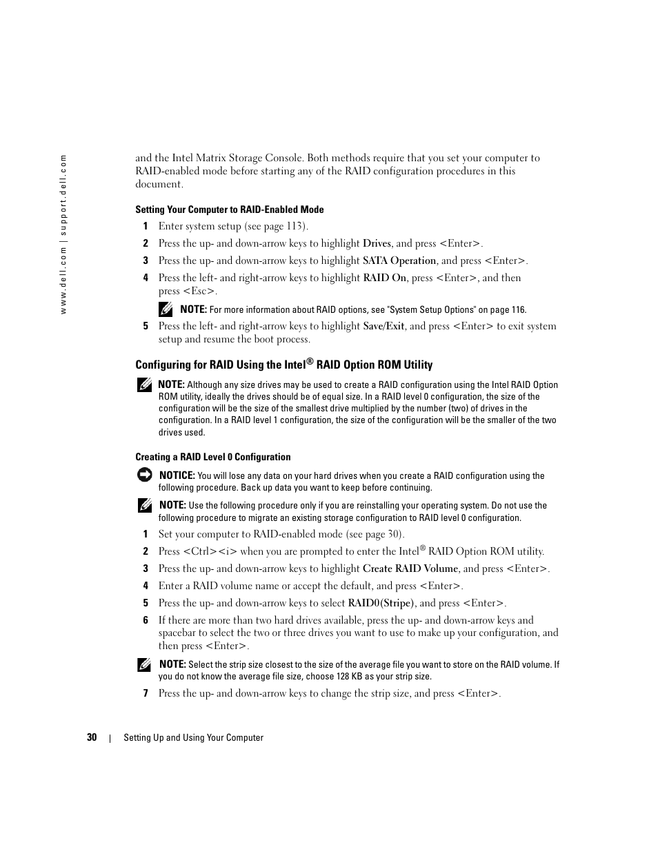 Configuring for raid using the intel | Dell Dimension 9150 User Manual | Page 30 / 148
