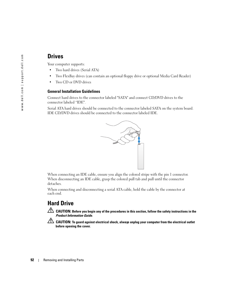 Drives, General installation guidelines, Hard drive | Dell Dimension 9150 User Manual | Page 92 / 148