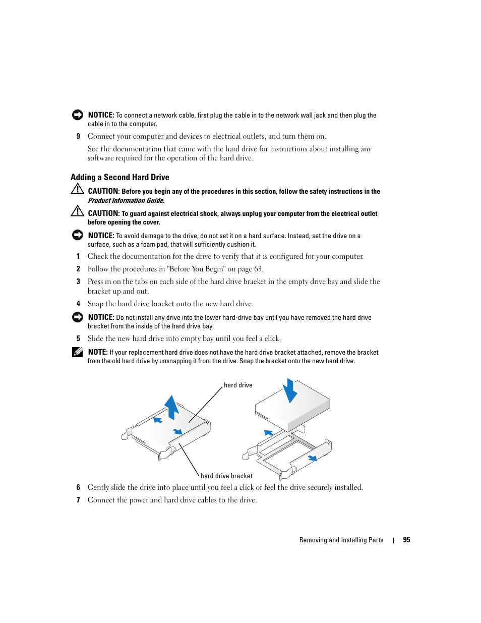 Adding a second hard drive | Dell Dimension 9150 User Manual | Page 95 / 148