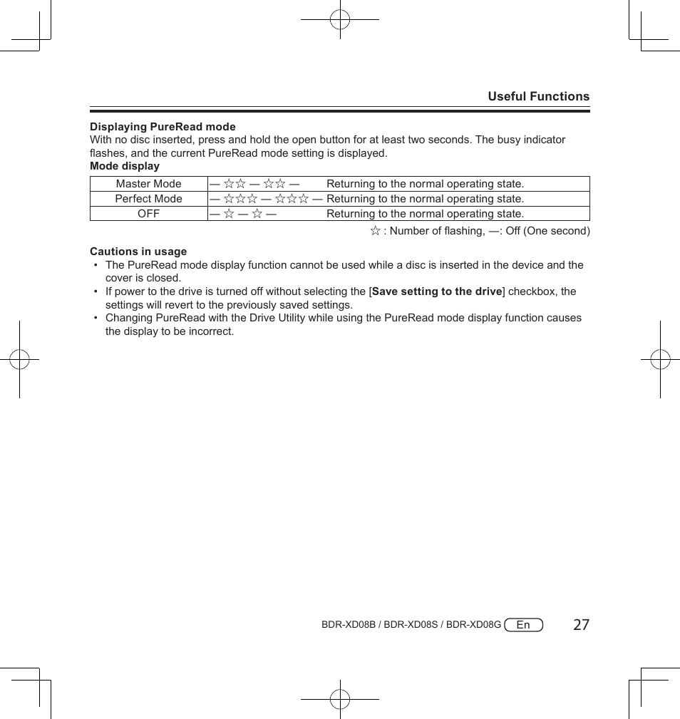 Pioneer BDR-XD08S Portable USB 3.2 Gen 1 Clamshell Optical Drive (Snow White Silver) User Manual | Page 27 / 68