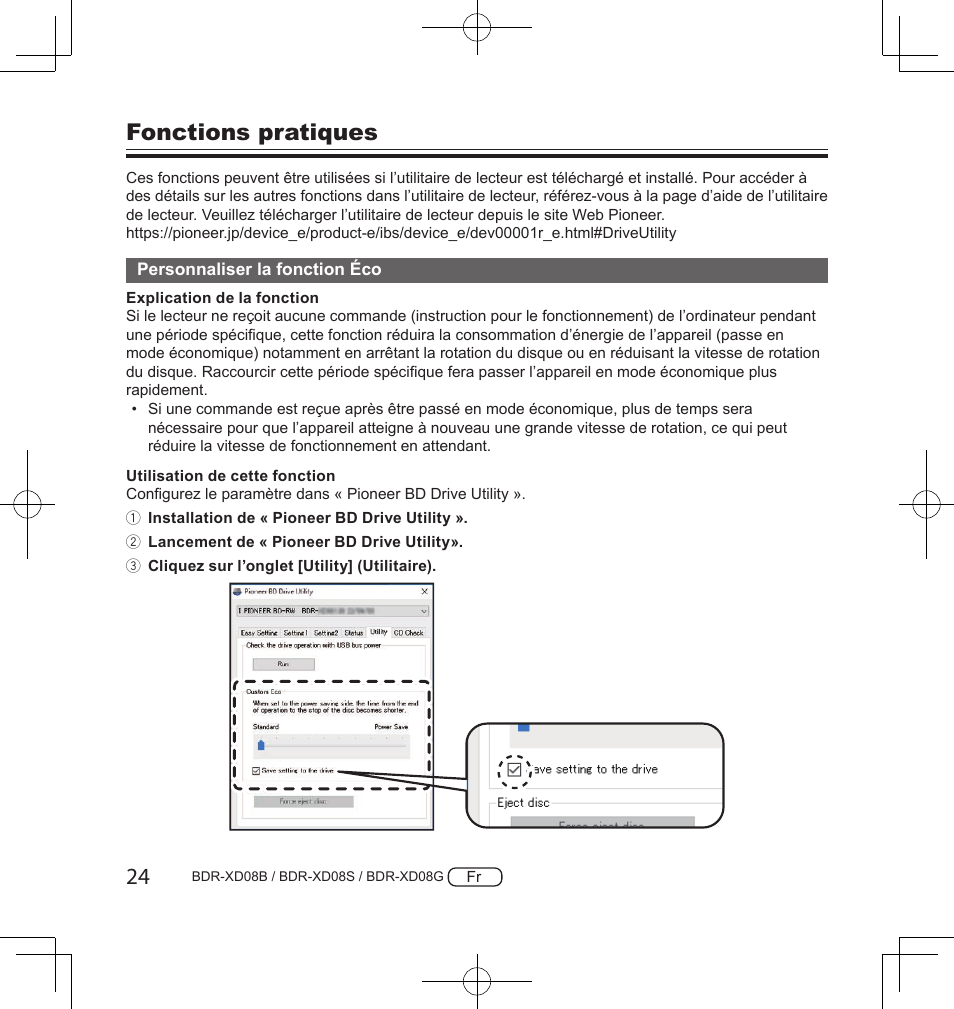 Fonctions pratiques | Pioneer BDR-XD08S Portable USB 3.2 Gen 1 Clamshell Optical Drive (Snow White Silver) User Manual | Page 56 / 68