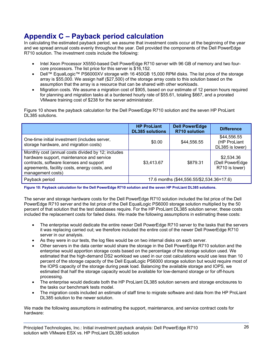 Appendix c – payback period calculation | Dell POWEREDGE DL385 User Manual | Page 26 / 28