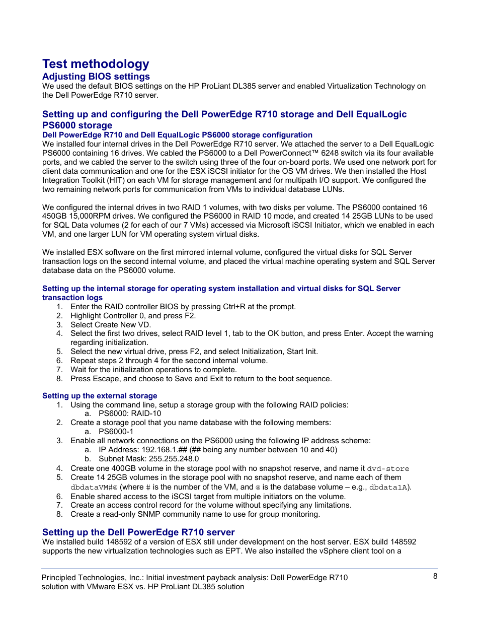 Test methodology | Dell POWEREDGE DL385 User Manual | Page 8 / 28