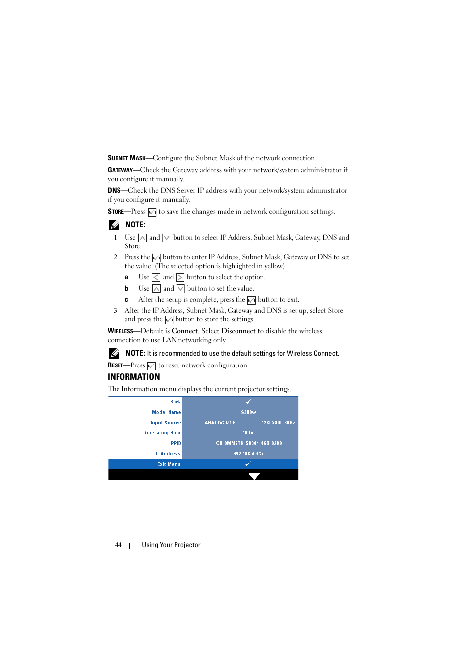 Dell S300w User Manual | Page 44 / 99