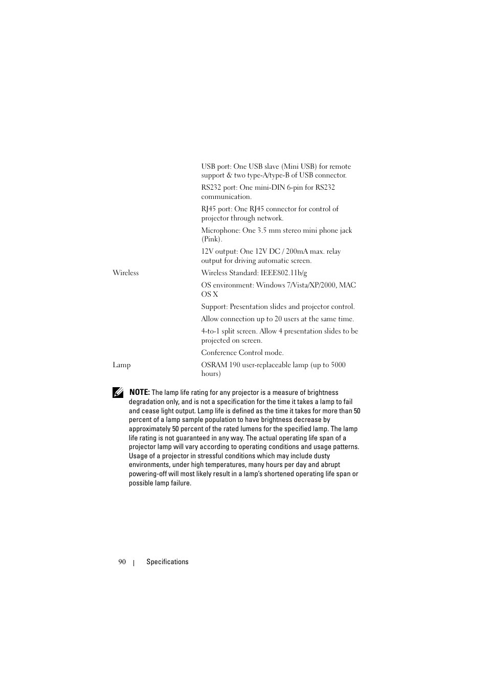 Dell S300w User Manual | Page 90 / 99