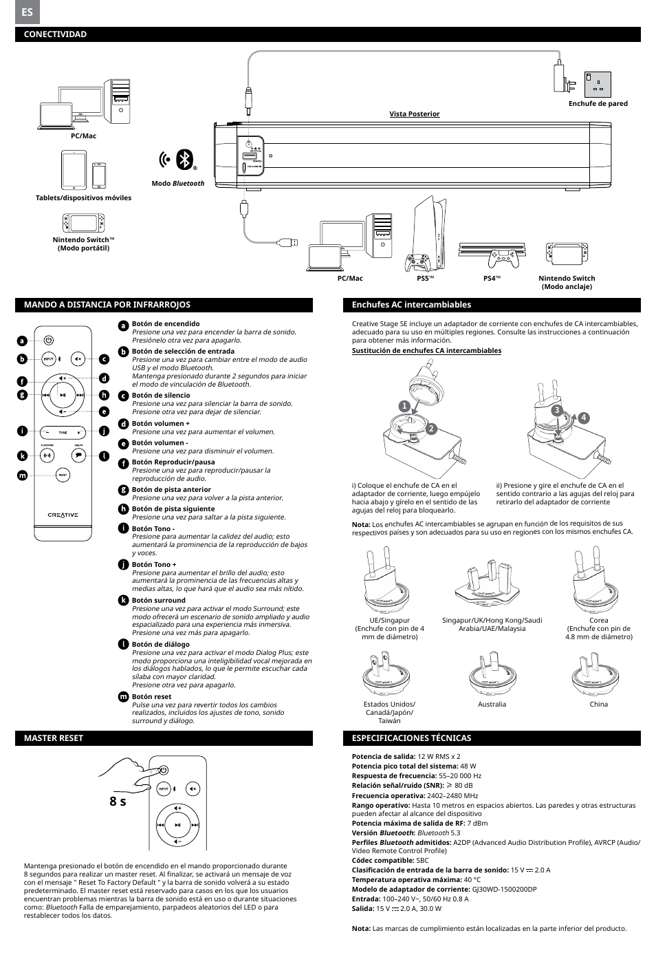 Creative Labs Creative Stage SE Wireless Bluetooth & USB Under Monitor Soundbar User Manual | Page 11 / 37