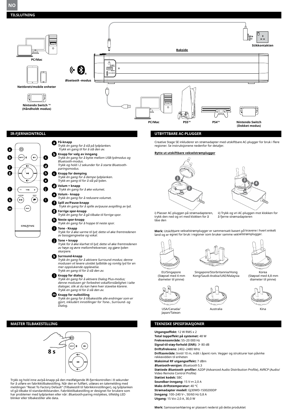 Creative Labs Creative Stage SE Wireless Bluetooth & USB Under Monitor Soundbar User Manual | Page 15 / 37