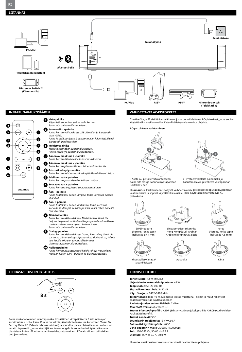 Creative Labs Creative Stage SE Wireless Bluetooth & USB Under Monitor Soundbar User Manual | Page 17 / 37