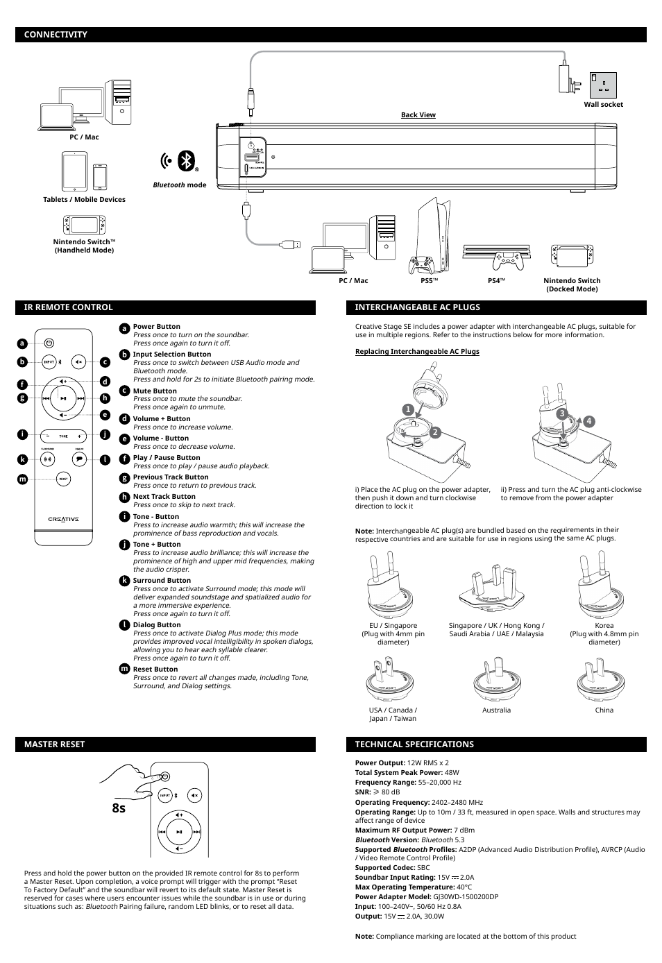 Creative Labs Creative Stage SE Wireless Bluetooth & USB Under Monitor Soundbar User Manual | Page 3 / 37