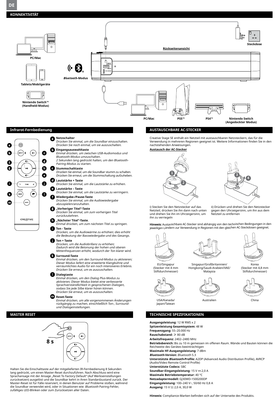 Creative Labs Creative Stage SE Wireless Bluetooth & USB Under Monitor Soundbar User Manual | Page 5 / 37