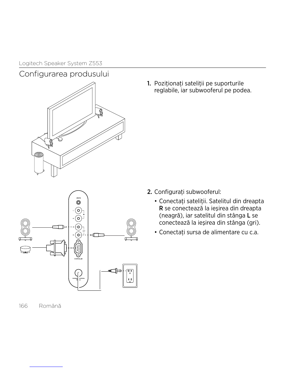 Configurarea produsului | Logitech Z533 2.1 Speaker System with Subwoofer and Control Pod User Manual | Page 166 / 200