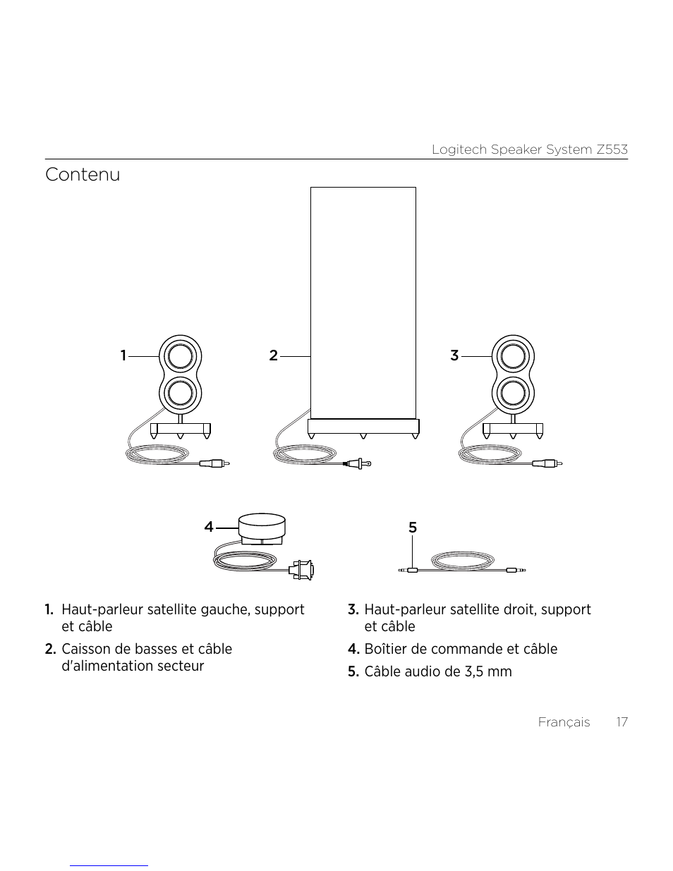 Contenu | Logitech Z533 2.1 Speaker System with Subwoofer and Control Pod User Manual | Page 17 / 200