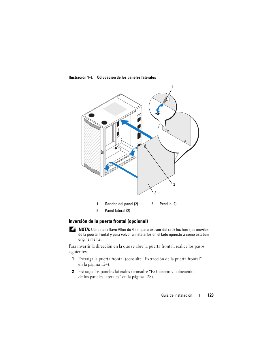 Inversión de la puerta frontal (opcional) | Dell PowerEdge 2420 User Manual | Page 131 / 148