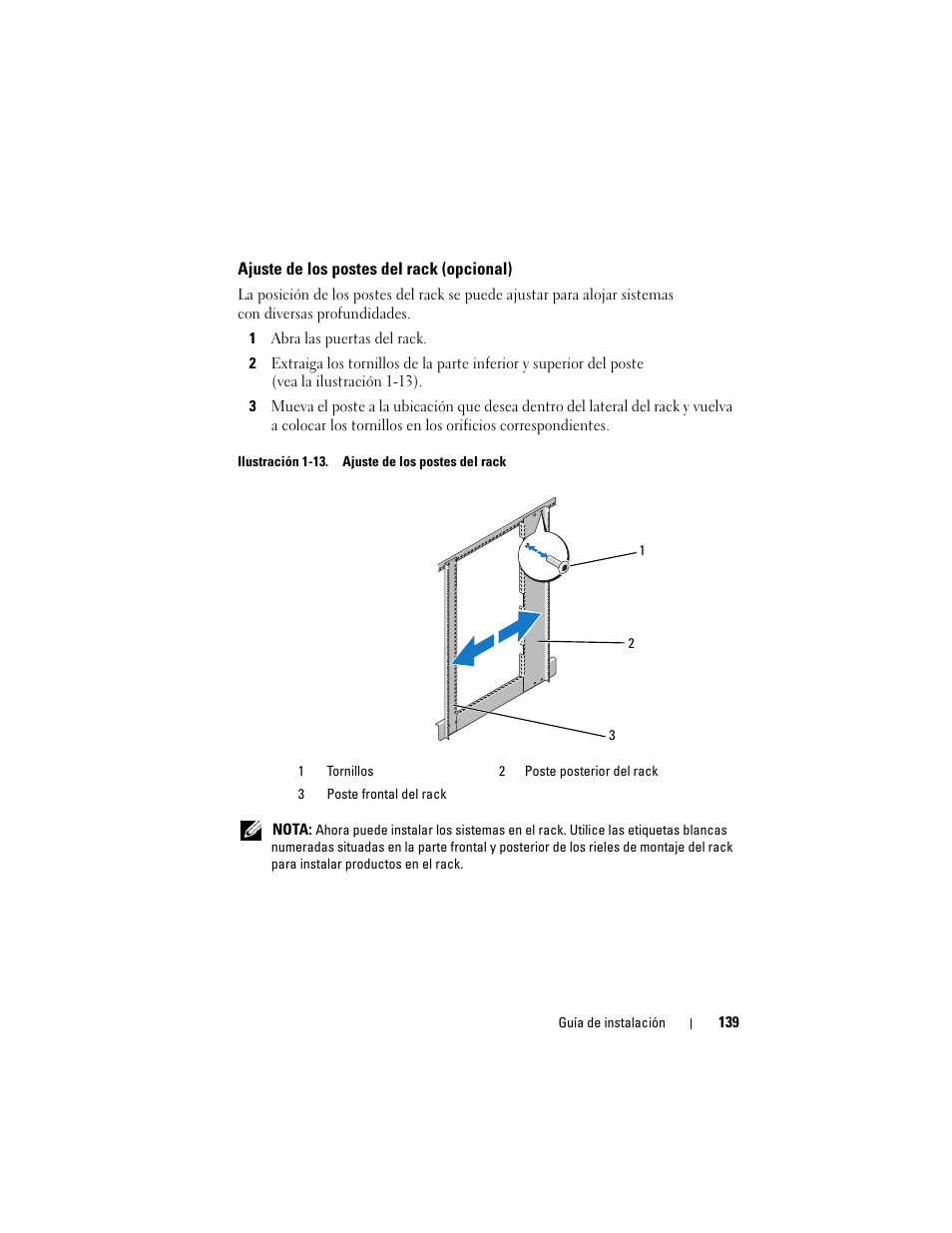 Ajuste de los postes del rack (opcional) | Dell PowerEdge 2420 User Manual | Page 141 / 148