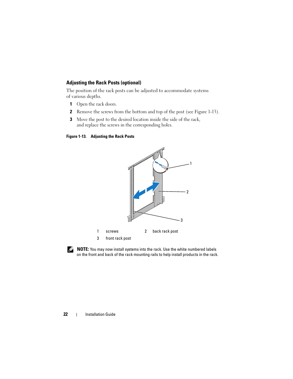 Adjusting the rack posts (optional) | Dell PowerEdge 2420 User Manual | Page 24 / 148