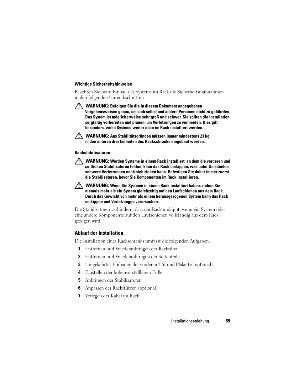 Ablauf der installation | Dell PowerEdge 2420 User Manual | Page 67 / 148