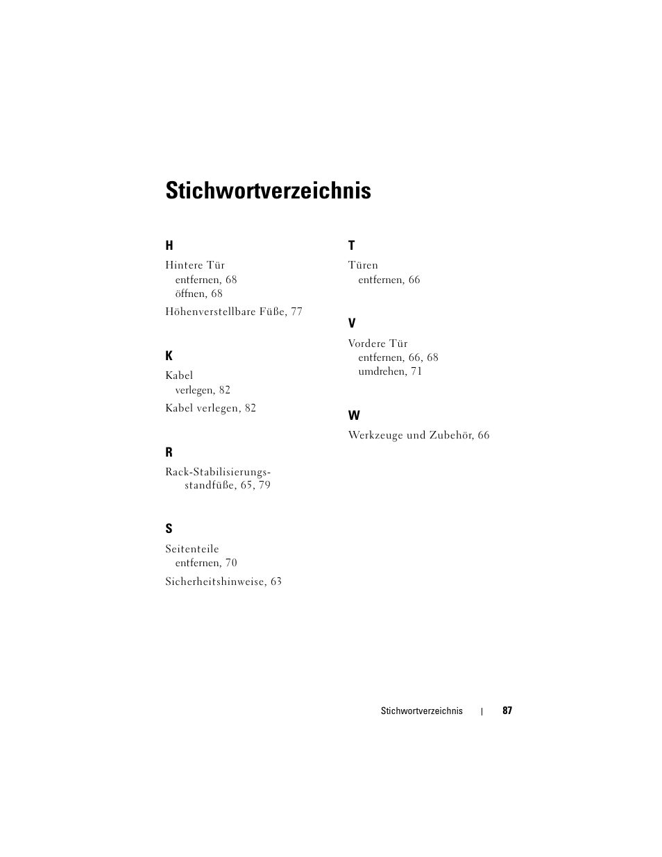 Stichwortverzeichnis | Dell PowerEdge 2420 User Manual | Page 89 / 148