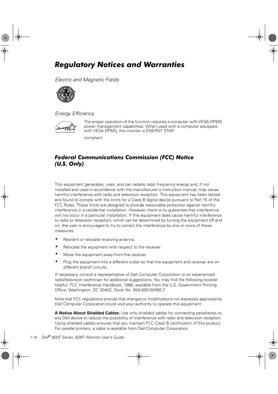 Regulatory notices and warranties | Dell 800F User Manual | Page 20 / 32
