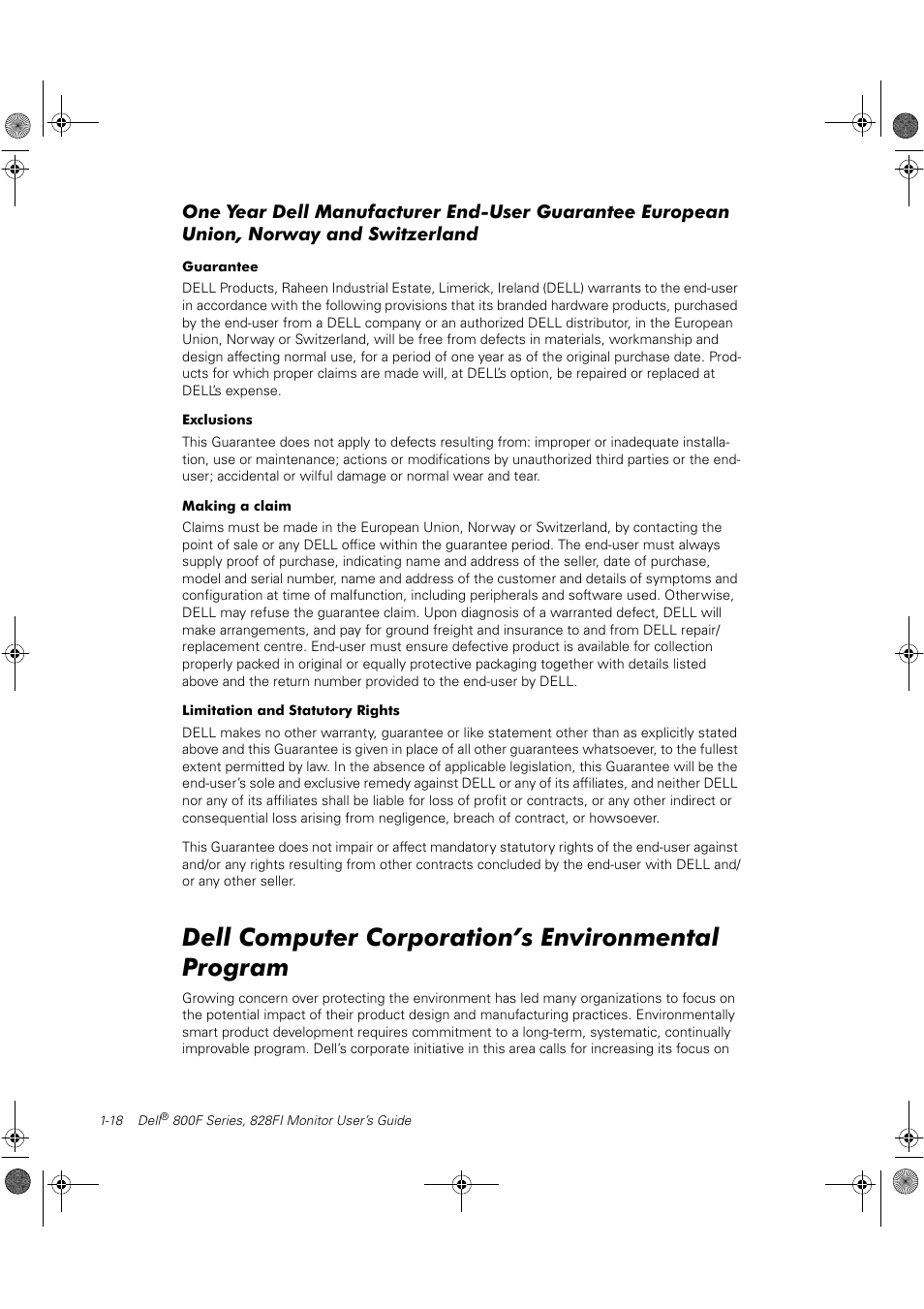 Dell computer corporation’s environmental program | Dell 800F User Manual | Page 24 / 32