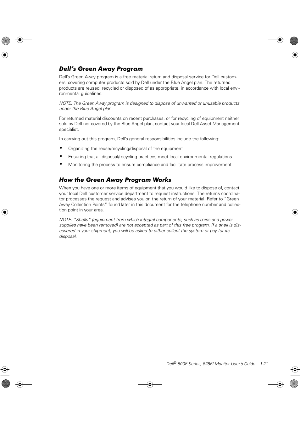 Dell’s green away program, How the green away program works | Dell 800F User Manual | Page 27 / 32