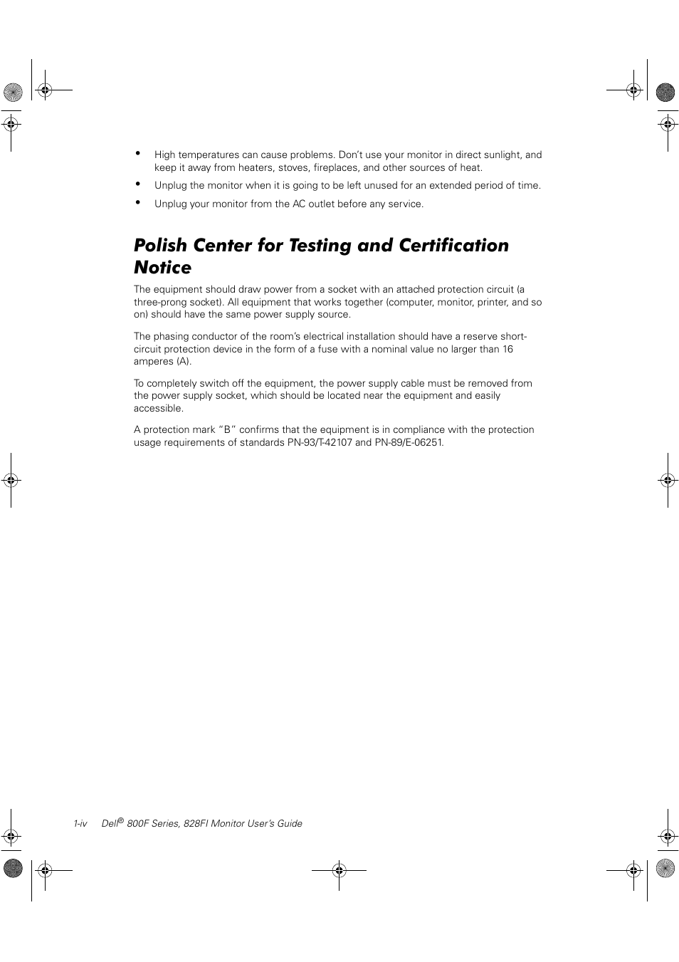 Polish center for testing and certification notice | Dell 800F User Manual | Page 4 / 32