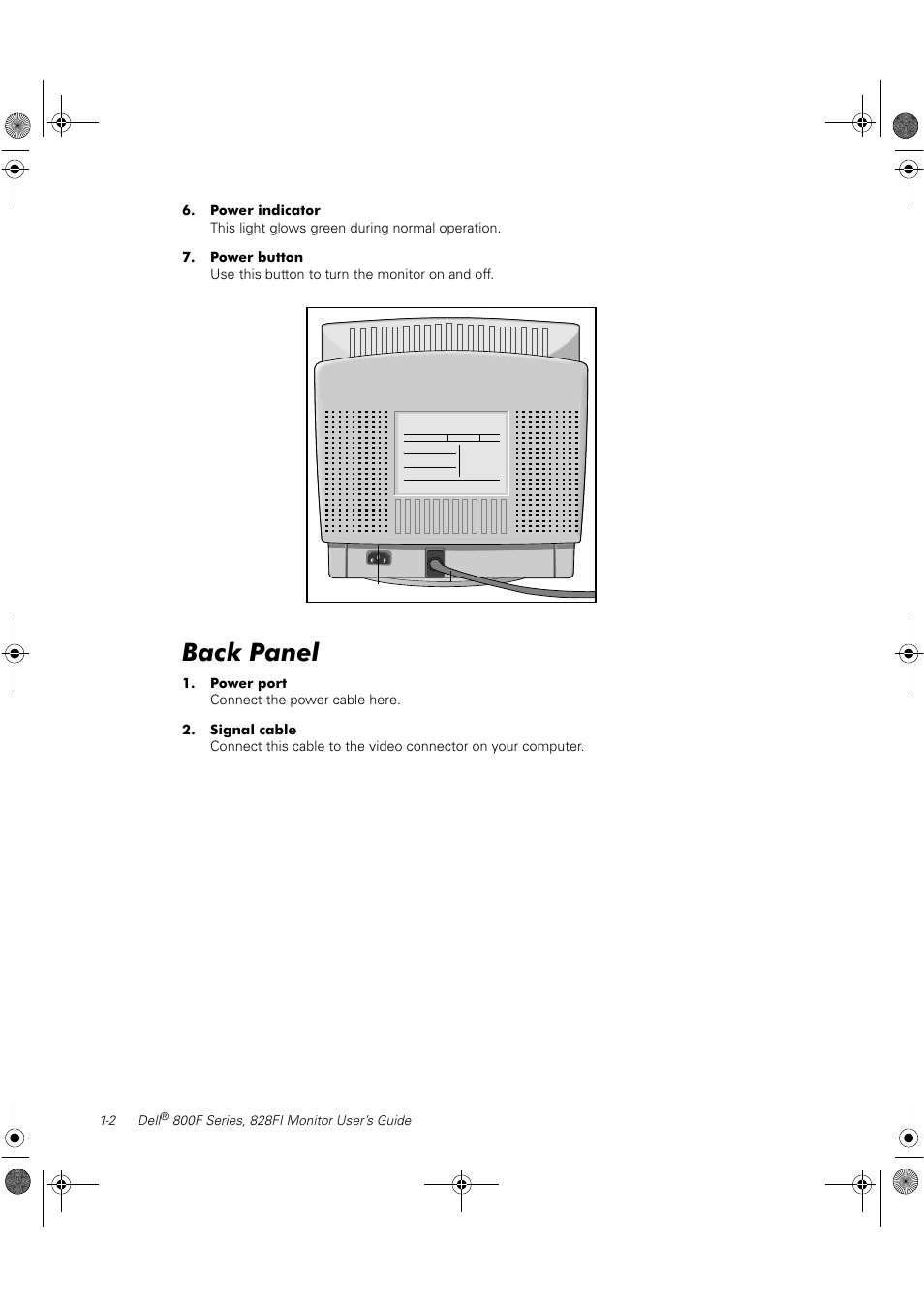 Back panel | Dell 800F User Manual | Page 8 / 32