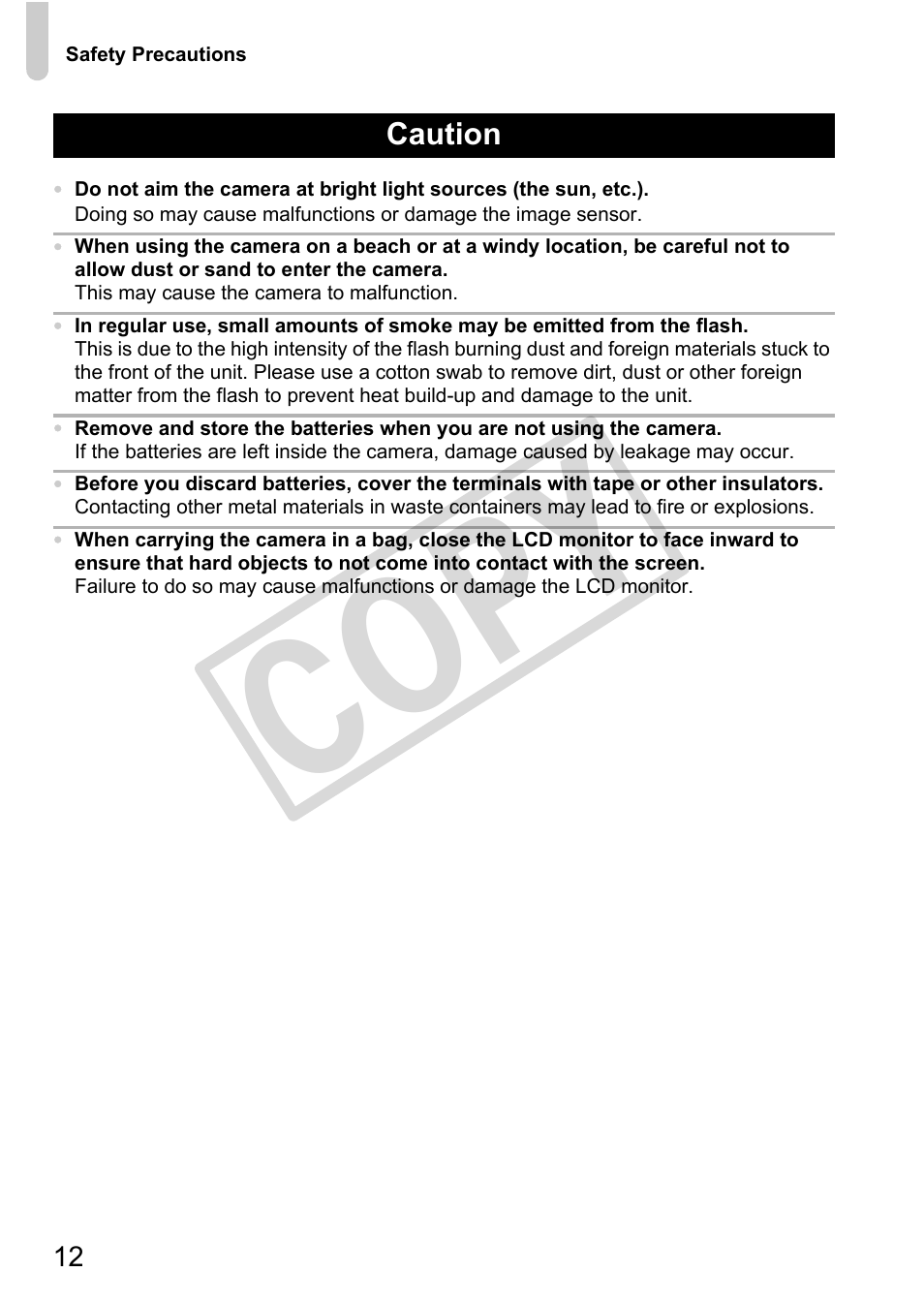 Co py | Canon POWERSHOT SX201S User Manual | Page 12 / 180
