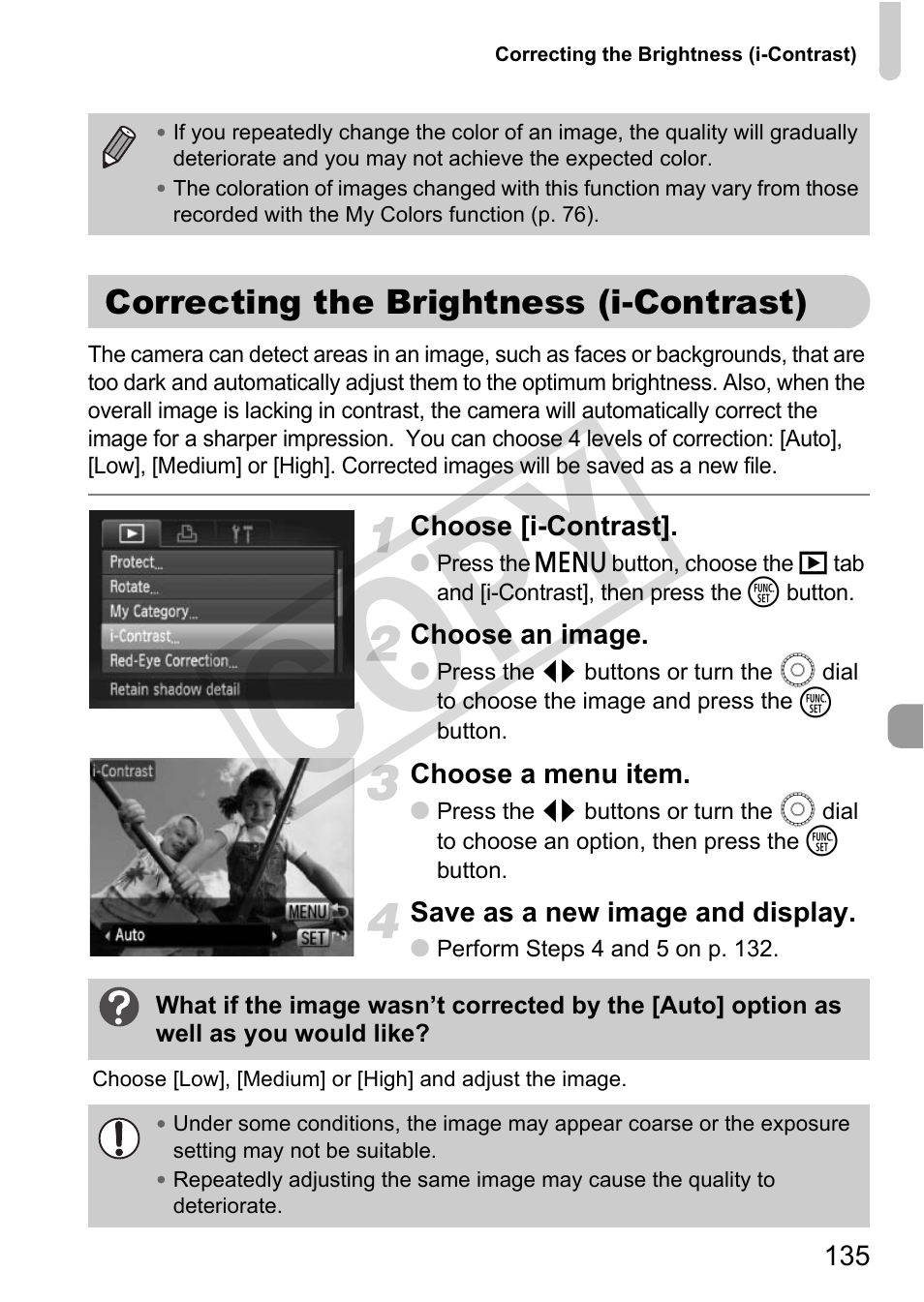 Correcting the brightness (i-contrast), Co py | Canon POWERSHOT SX201S User Manual | Page 135 / 180