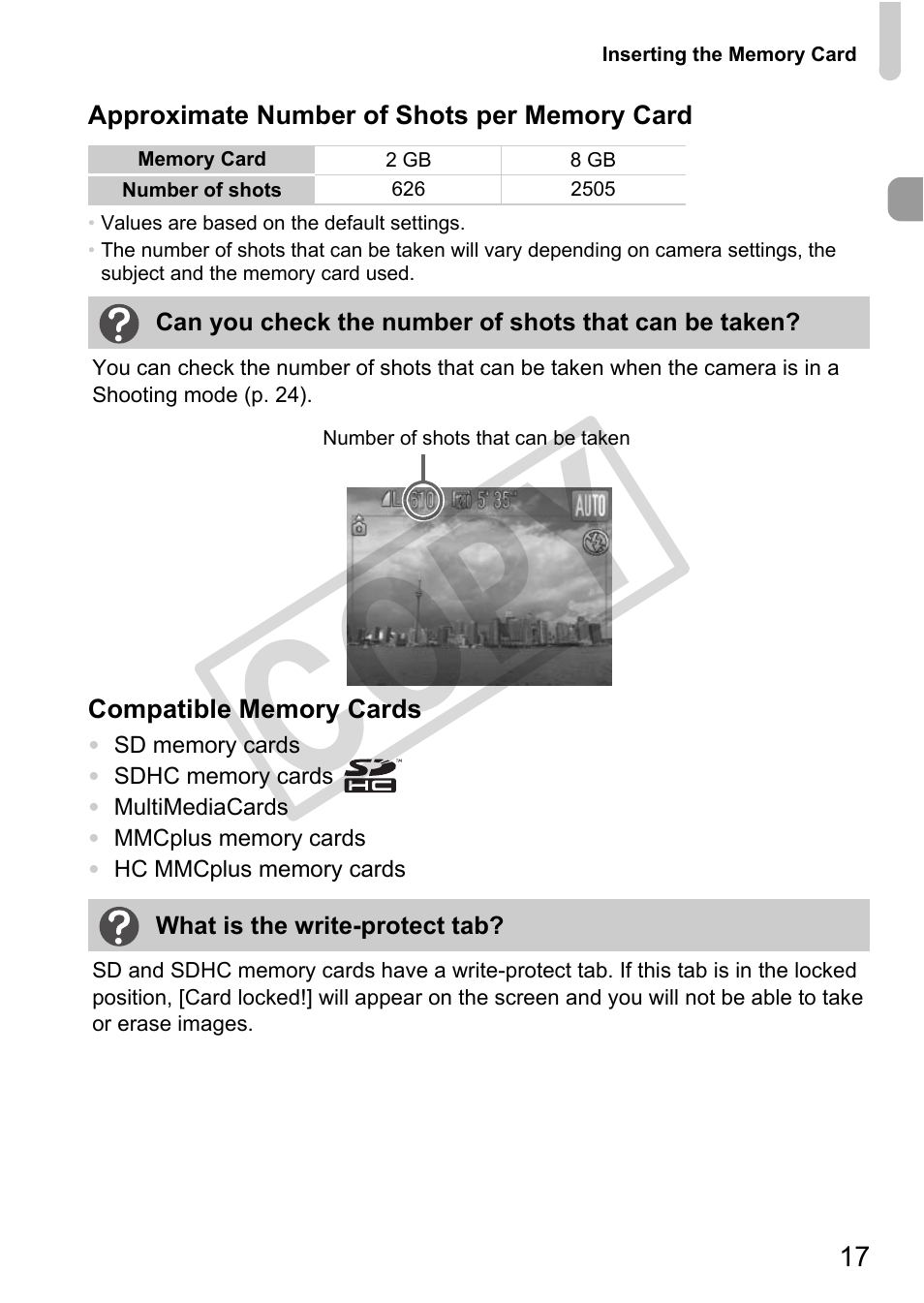 Co py | Canon POWERSHOT SX201S User Manual | Page 17 / 180