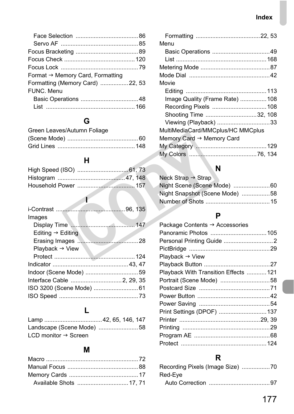 C o p y | Canon POWERSHOT SX201S User Manual | Page 177 / 180