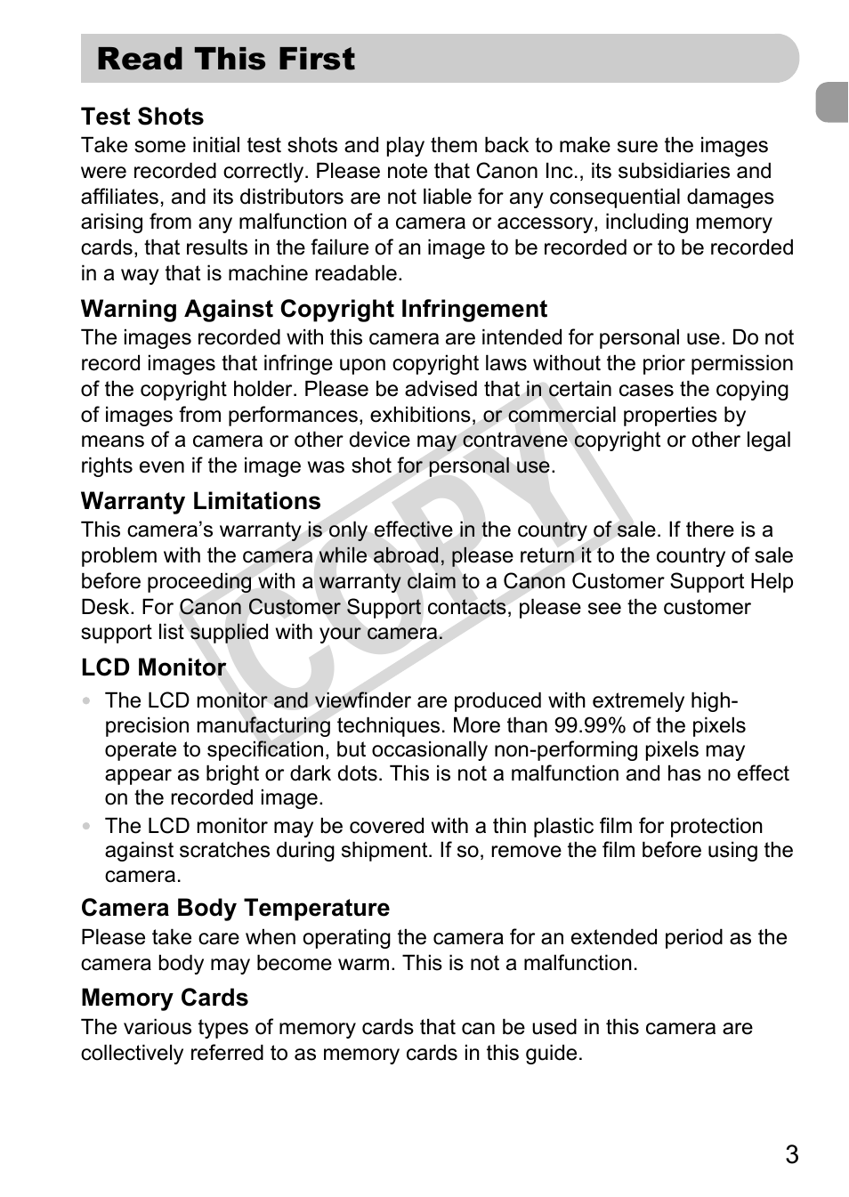 Co py | Canon POWERSHOT SX201S User Manual | Page 3 / 180