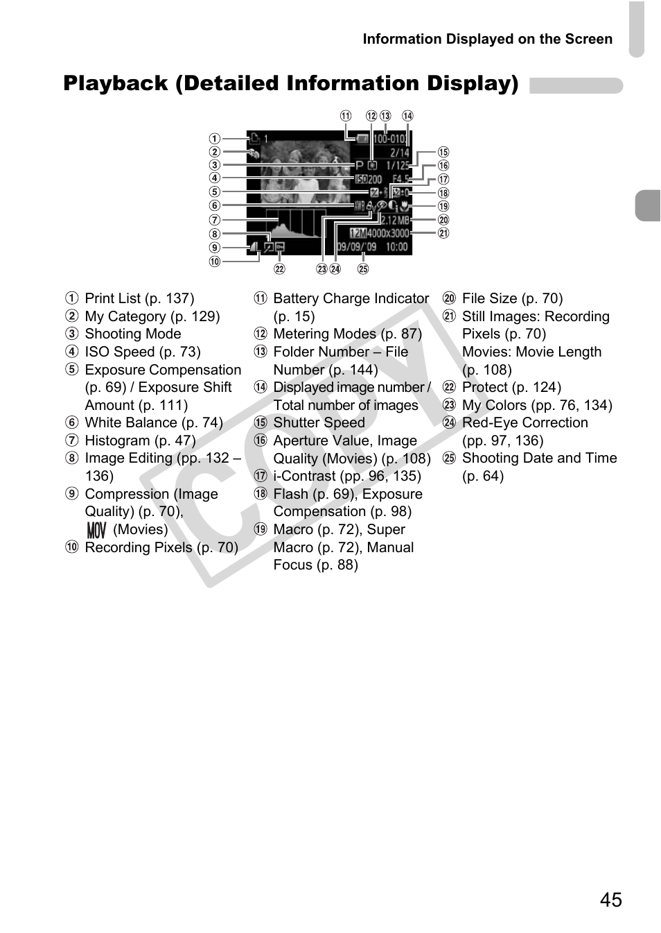 Co py | Canon POWERSHOT SX201S User Manual | Page 45 / 180