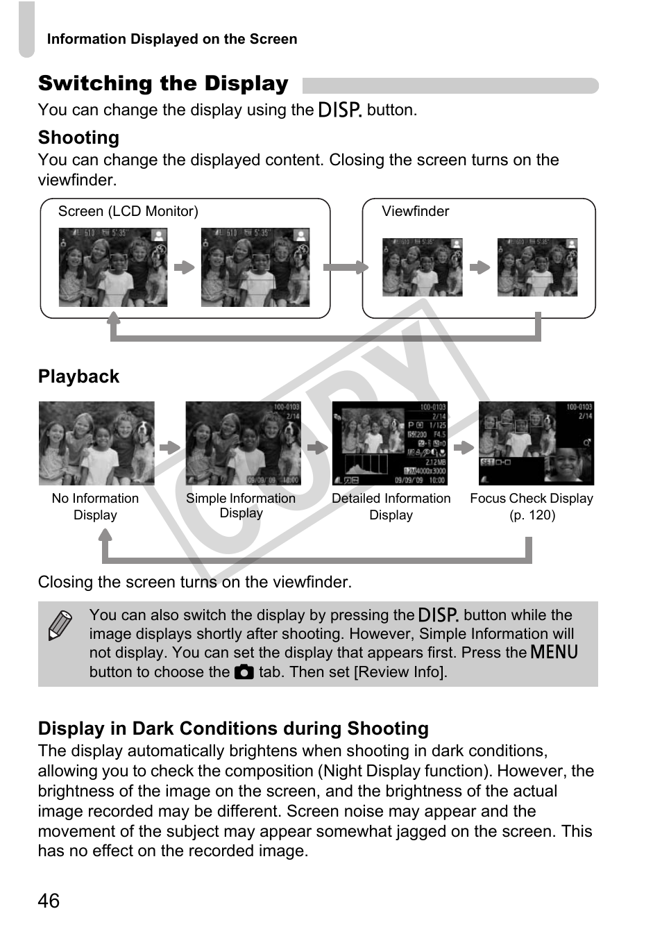 Viewfinder (p. 46), N (p. 46), Co py | Canon POWERSHOT SX201S User Manual | Page 46 / 180