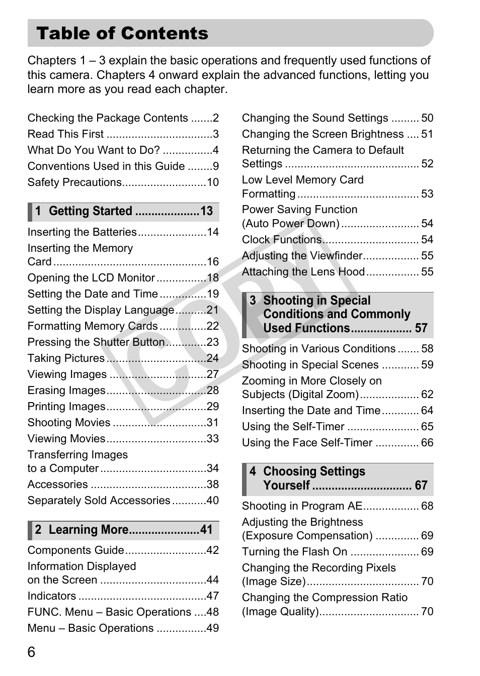 C o p y | Canon POWERSHOT SX201S User Manual | Page 6 / 180