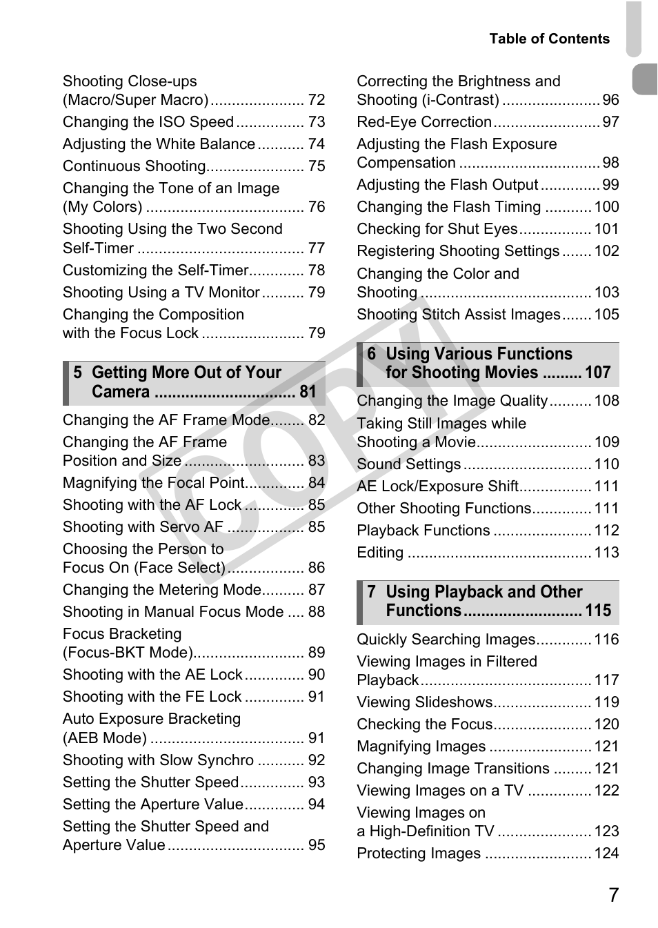 C o p y | Canon POWERSHOT SX201S User Manual | Page 7 / 180