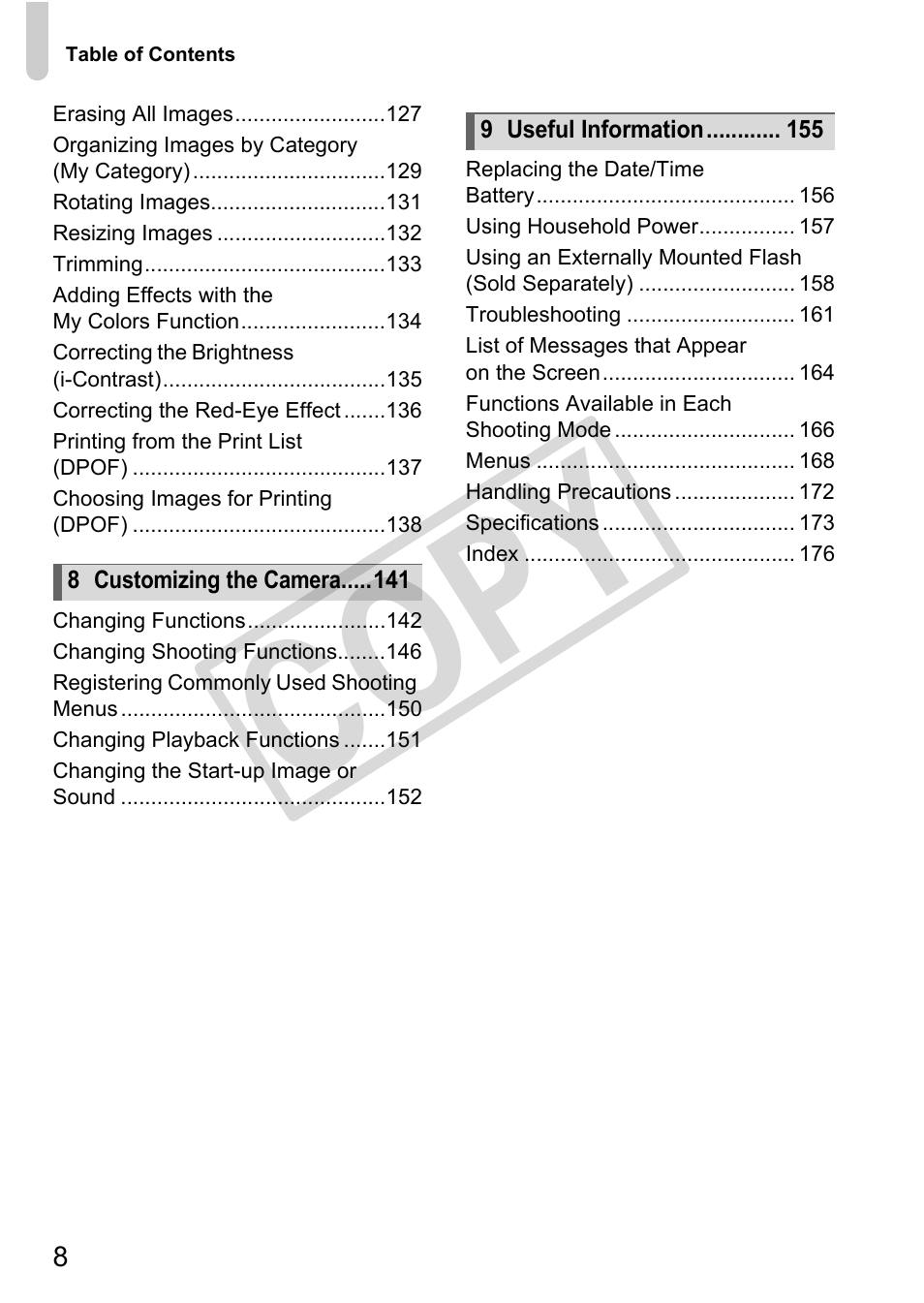 C o p y | Canon POWERSHOT SX201S User Manual | Page 8 / 180
