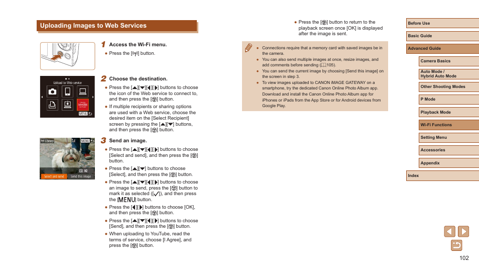 Uploading images to web services | Canon PowerShot ELPH 360 HS Digital Camera (Silver) User Manual | Page 102 / 157