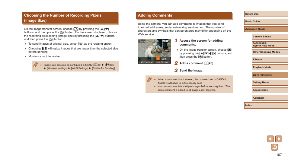 Adding comments | Canon PowerShot ELPH 360 HS Digital Camera (Silver) User Manual | Page 107 / 157