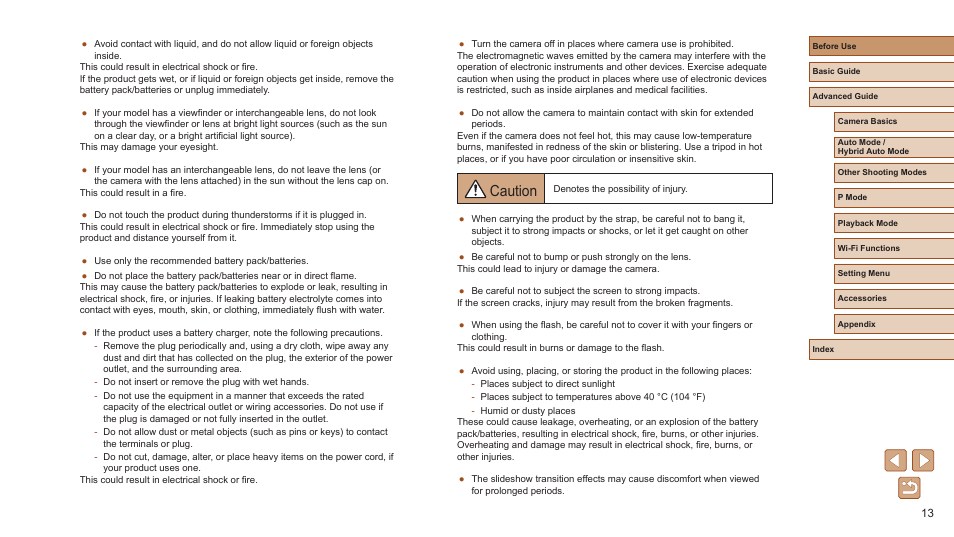 Caution | Canon PowerShot ELPH 360 HS Digital Camera (Silver) User Manual | Page 13 / 157
